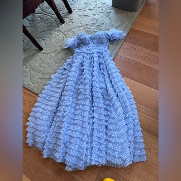 Blue Ruffle Maxi Dress - Picture 5 of 10